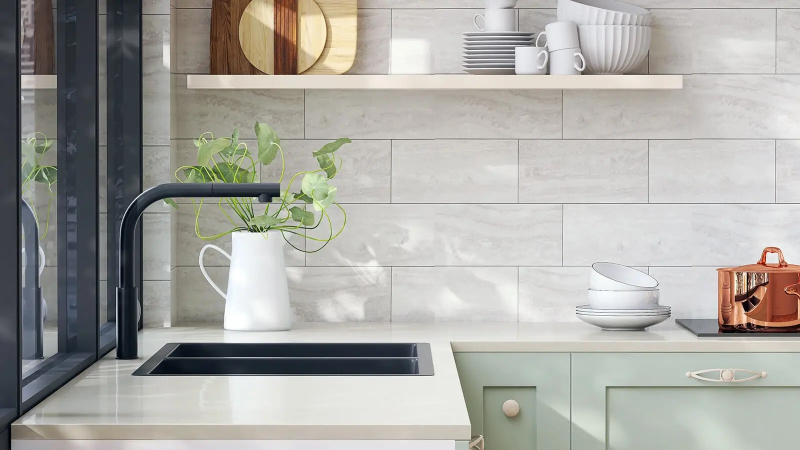 Clean and organized kitchen counter