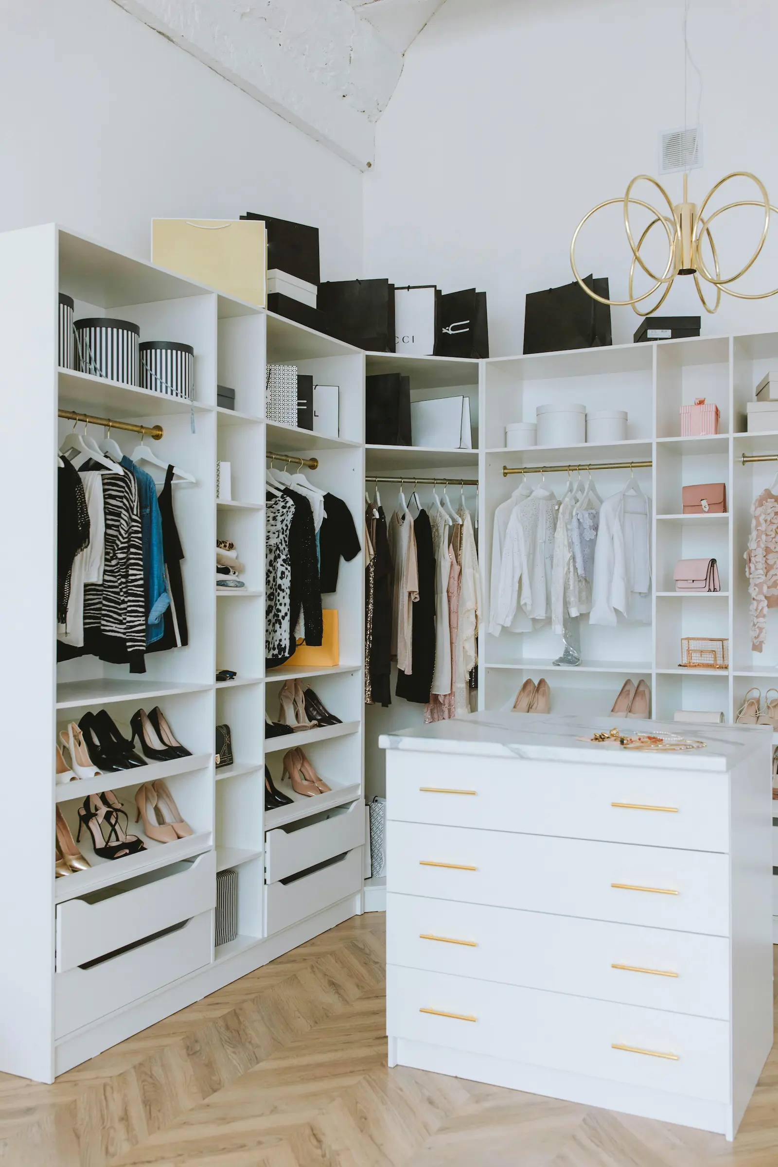 Extensive closet neatly organized